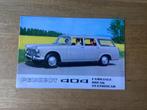 Peugeot 404 Familiale Break Stationcar Brochure 1969, Ophalen of Verzenden, Zo goed als nieuw, Peugeot
