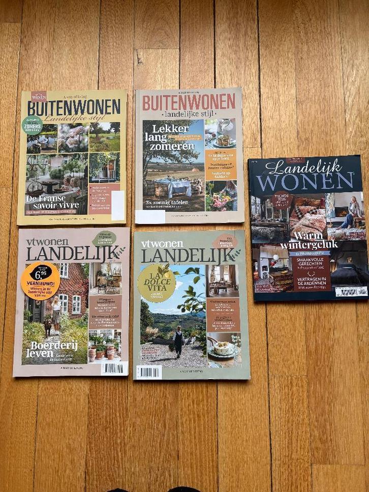 5 tijdschriften wonen landelijk wonen VT wonen buitenwonen, Boeken, Tijdschriften en Kranten, Zo goed als nieuw, Overige typen