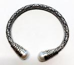Unieke tijdloze vintage zilveren klemarmband met parels, Ophalen of Verzenden, Zo goed als nieuw, Zilver, Zilver