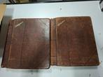 Antieke boeken in leren kaft met ringband, Ophalen of Verzenden
