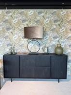 Zwart Mangohouten Dressoir - Showroommodel, Ophalen, 150 tot 200 cm, Nieuw, Met lade(s)