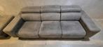 Nette driepersoons Bank | Velours + Hocker/Poef | Lichtbruin, 250 tot 300 cm, 100 tot 125 cm, Ophalen of Verzenden, Zo goed als nieuw