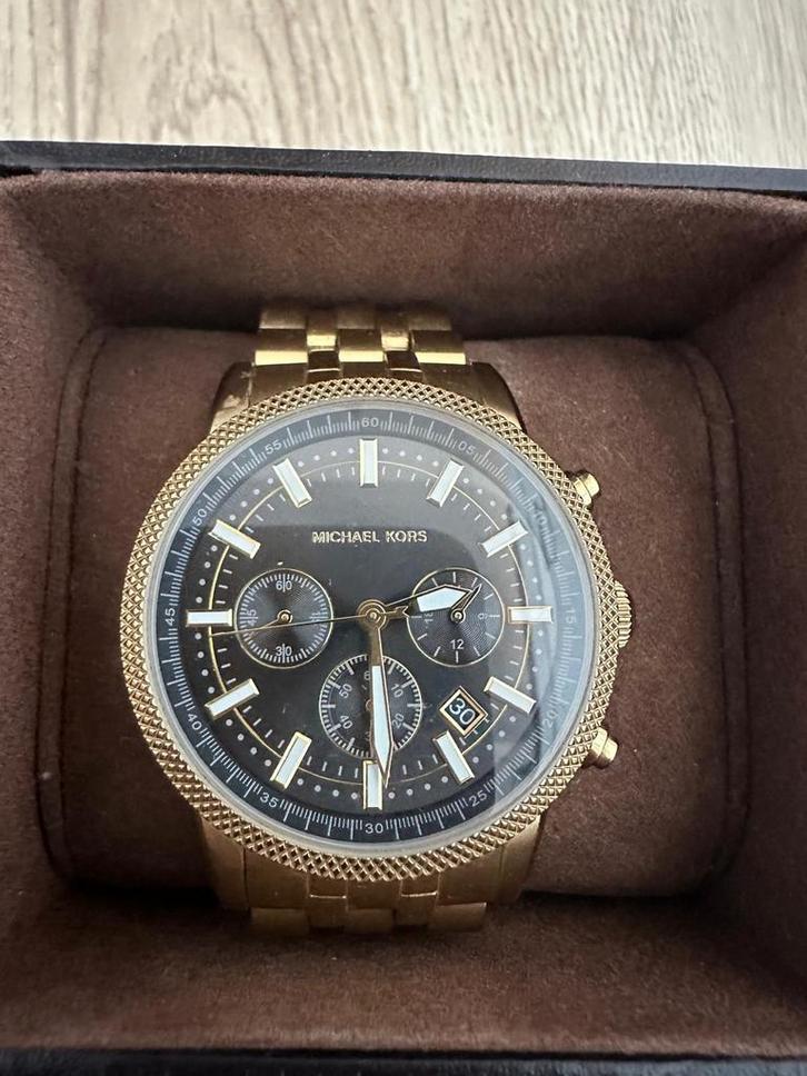 Michael kors gouden heren horloge met boekje en doosje, Sieraden, Tassen en Uiterlijk, Horloges | Heren, Zo goed als nieuw, Overige merken