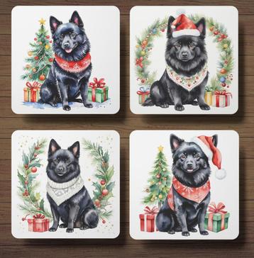 Schipperke Kerst Onderzetters met houder beschikbaar voor biedingen