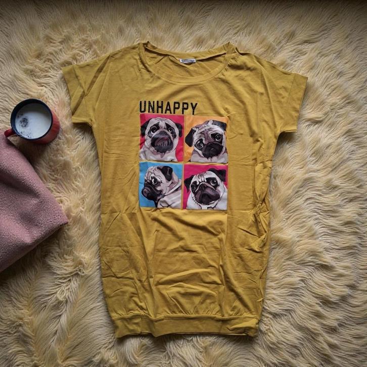 Nachthemd Unhappy honden opdruk geel S, Kleding | Dames, Pyjama's, Nieuw, Maat 36 (S), Ophalen of Verzenden