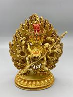 Brons goud verguld Goldface Chakrasamvara Yabyum beeld nepal, Verzamelen, Religie, Gebruikt, Ophalen of Verzenden, Boeddhisme