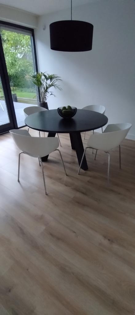 eetkamer, tafel, stoelen en lamp, Huis en Inrichting, Complete eetkamers, Zo goed als nieuw, 4 tot 6 stoelen, Ophalen