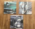 Schilderij koplampen oldtimers, Ophalen of Verzenden
