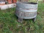 eikenhouten buitentafeltje van wijnvat, Ophalen, Gebruikt, Rond, Hout