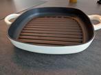 Smeg Gietijzeren Grillpan (Crème/Wit) - Zo goed als nieuw, Huis en Inrichting, Keuken | Potten en Pannen, Ophalen, Gietijzer, Zo goed als nieuw