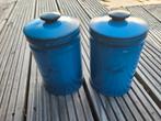 Vintage Thee & Koffie Blikken - Blauw Brabantia, Ophalen of Verzenden, Gebruikt