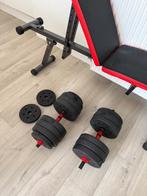 Verstelbaar halterbank met halterset - 40 kg, Ophalen, Gebruikt, Halterset