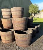 Plantenbak, Half wijnvat, Half vat, Eiken vat, Vijver, Tuin en Terras, Ophalen, Rond, 60 tot 100 cm, 30 tot 60 cm