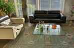 Leolux Howlo leren 3-p. bank zwart + leren loveseat wit/zwar, Ophalen, 250 tot 300 cm, Gebruikt, Driepersoons