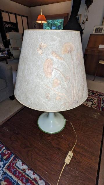 Vintage Jaren 70 Lamp - Ceramiek Voet & Originele Kap beschikbaar voor biedingen