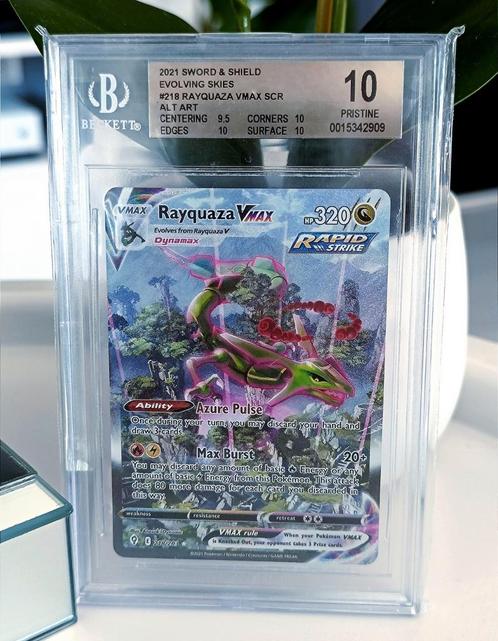 Rayquaza Vmax Beckett 10 Pristine, Hobby en Vrije tijd, Verzamelkaartspellen | Pokémon, Nieuw, Losse kaart, Ophalen of Verzenden