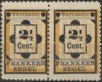 Suriname - hulpuitgifte 1892 paar met type 1 en type II, Verzenden, Postfris