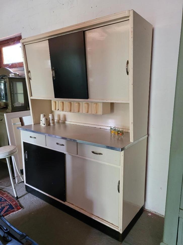 Brocante vintage oude jaren 50/60 keukenkast schuifdeurkast, Antiek en Kunst, Curiosa en Brocante, Ophalen