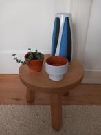 mooi vintage plantentafeltje, ronde bijzettafel, blank eiken, Ophalen of Verzenden