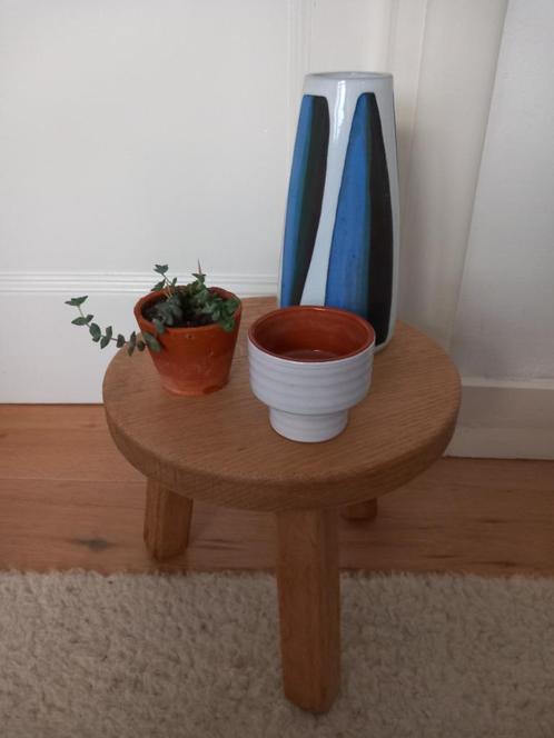 mooi vintage plantentafeltje, ronde bijzettafel, blank eiken, Huis en Inrichting, Woonaccessoires | Overige, Ophalen of Verzenden