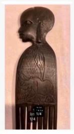 Houten Afrikaanse kam, mooi bewerkt, 23 x 6,5 cm, Antiek en Kunst, Ophalen of Verzenden