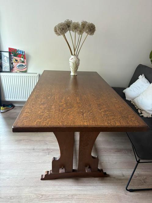 Houten eettafel, Huis en Inrichting, Tafels | Eettafels, Gebruikt, 50 tot 100 cm, 150 tot 200 cm, Vijf personen of meer, Rechthoekig