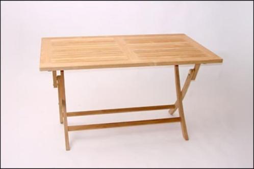 Klaptafel TEAKHOUT 160x90 cm, plat inklapbaar, 1 op voorraad, Tuin en Terras, Picknicktafels, Nieuw, Hout, Inklapbaar, Ophalen of Verzenden