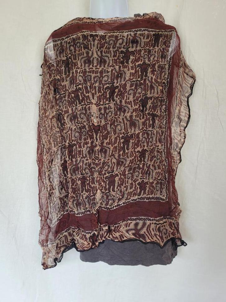 Grappige doorschijnende sjaal grappige bruine print 80x85 cm, Kleding | Dames, Mutsen, Sjaals en Handschoenen, Zo goed als nieuw