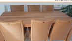Onbehandeld Teak eettafel 90x190cm met 6 Loom stoelen, Huis en Inrichting, Tafels | Eettafels, 200 cm of meer, Zo goed als nieuw