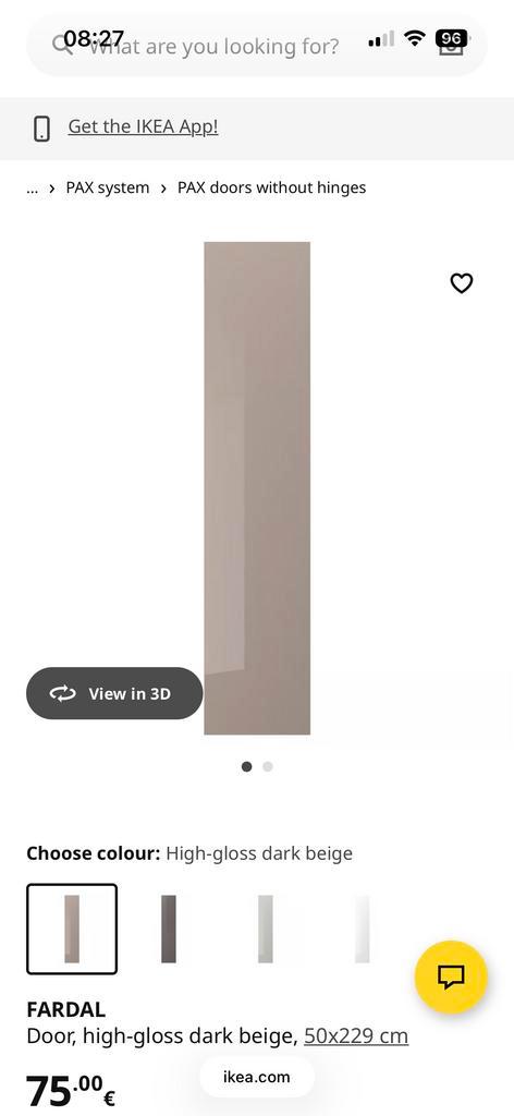 4 IKEA FARDAL pax kastdeuren donker beige, Huis en Inrichting, Kasten | Kledingkasten, Gebruikt, 200 cm of meer, 50 tot 100 cm