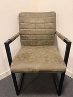 4 groene eetkamerstoelen met armleuningen, Huis en Inrichting, Stoelen, Ophalen of Verzenden, Gebruikt, Overige kleuren, Stof