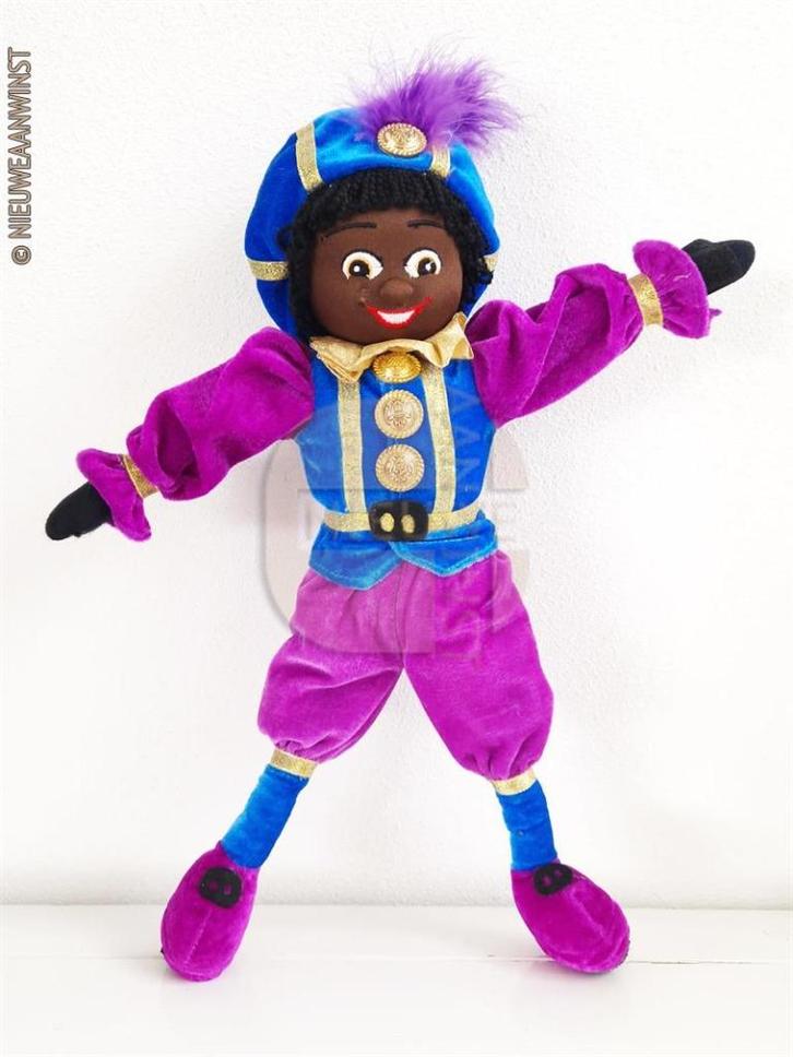 Authentiek Etos etalage zwarte Piet pop, blauw/paars SERIE A, Diversen, Sinterklaas, Zo goed als nieuw, Verzenden