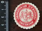 Oude Sluitzegel Amsterdam D.F.BASENAU Laboratorium, Verzamelen, Merken en Reclamevoorwerpen, Overige typen, Ophalen of Verzenden