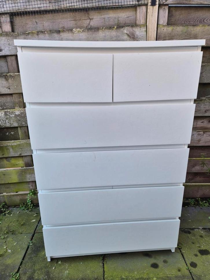 Ikea Malm Ladekast - Wit - 6 Lades, Huis en Inrichting, Kasten | Dressoirs, Gebruikt, 50 tot 100 cm, 25 tot 50 cm, Met lade(s)