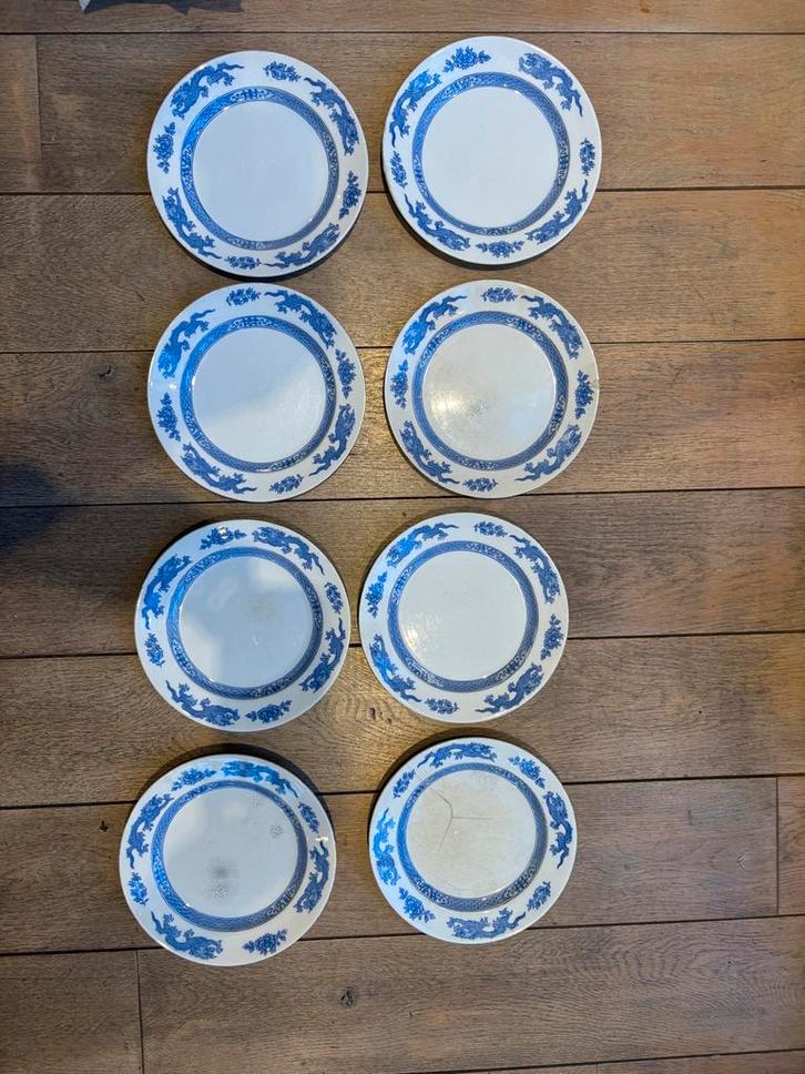 Cauldon England Servies Blauw Wit Draken, Huis en Inrichting, Keuken | Servies, Gebruikt, Compleet servies, Overige stijlen, Porselein