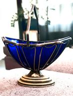 Antiek kobalt blauw / verzilverd schaaltje, Antiek en Kunst, Antiek | Glas en Kristal, Ophalen of Verzenden