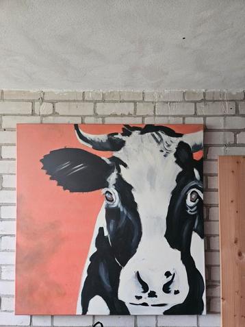 Te koop: Groot schilderij van koe - moderne kunst beschikbaar voor biedingen