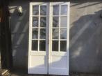 Openslaande dubbele deuren met roedeverdeling serre, Doe-het-zelf en Verbouw, Ophalen, Gebruikt, Buitendeur, Hout