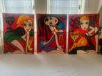 Kleurrijk drieluik op canvas 80cm x60cm, Antiek en Kunst, Kunst | Schilderijen | Abstract, Ophalen