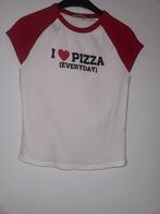 Bershka L tshirt wit rood witte rode Shirt top I love pizza, Verzenden, Maat 42/44 (L), Zo goed als nieuw, Korte mouw