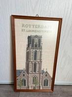 Ingelijst antiek borduurwerk De St.Laurenstoren Rotterdam, Ophalen of Verzenden, Zo goed als nieuw, Schilderij, Minder dan 50 cm