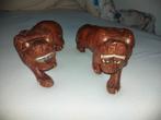 Handgesneden houten leeuw (2 stuks), Antiek en Kunst, Ophalen of Verzenden