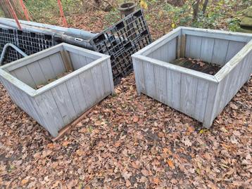 NIEUW set van 2 x Douglas plantenbak handgemaakt zilvergrijs beschikbaar voor biedingen