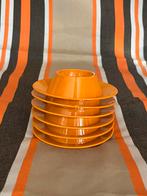 Set van 6 vintage retro eierdopjes Tiger plastics oranje, Caravans en Kamperen, Ophalen of Verzenden