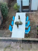 Wit tuinset - uitrekkbare tafel met 6 stoelen, Ophalen of Verzenden, Gebruikt, Rechthoekig, Aluminium