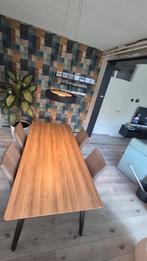 Houten Eettafel met Metalen Poten, Gebruikt, 200 cm of meer, Rechthoekig, 50 tot 100 cm