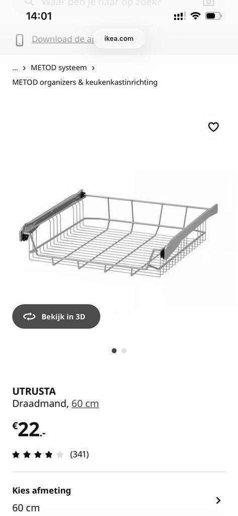 Uittrekbare mand., Huis en Inrichting, Keuken | Keukenelementen, Zo goed als nieuw, Minder dan 100 cm, 50 tot 100 cm, 25 tot 50 cm