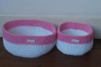 Setje mandjes roze met wit, kinderkamer, babykamer, Ophalen of Verzenden, Rond, Riet