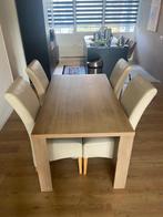 Eettafel (90 (b) x 160 (l) x 75 (h)) + 4 eetkamerstoelen, Ophalen, Gebruikt, 50 tot 100 cm, 150 tot 200 cm