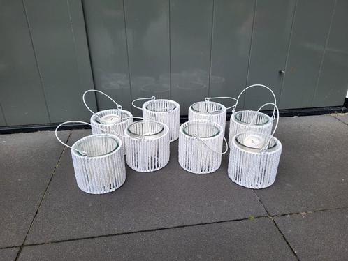 Witte lantaarns bruiloft deco, Huis en Inrichting, Woonaccessoires | Kandelaars en Kaarsen, Zo goed als nieuw, Hout, Ophalen